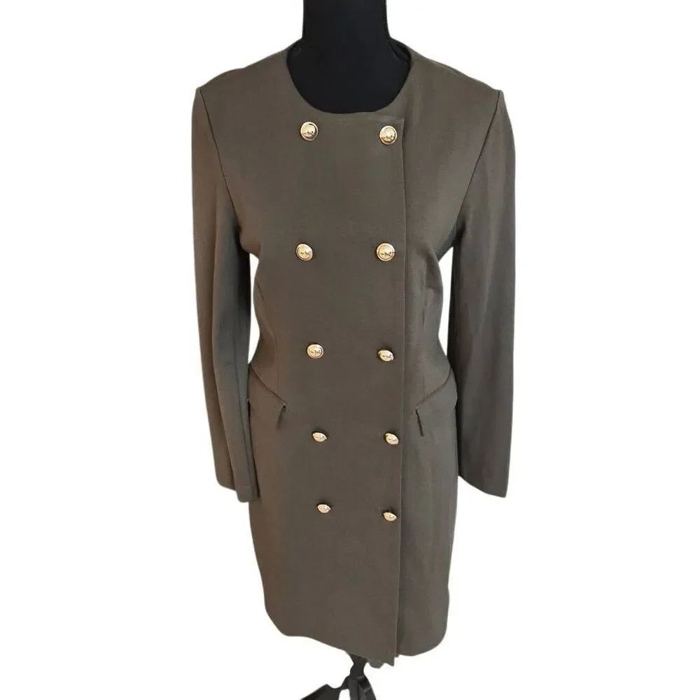 Nanette Lepore Womens Double Breasted Blazer Sheath Dress Army Green Sz 8
